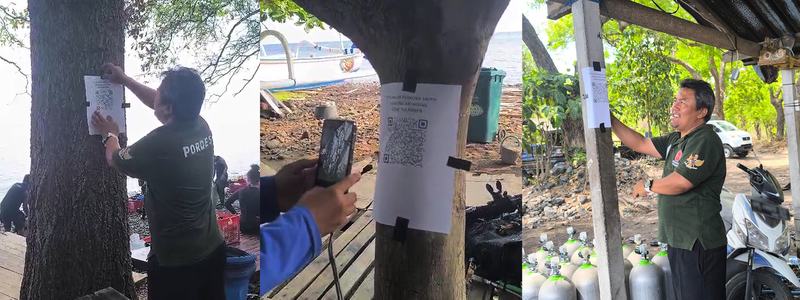 QR code linking to the digital evacuation map being placed at various public spots in Tulamben Village | Photo: Tulamben Village