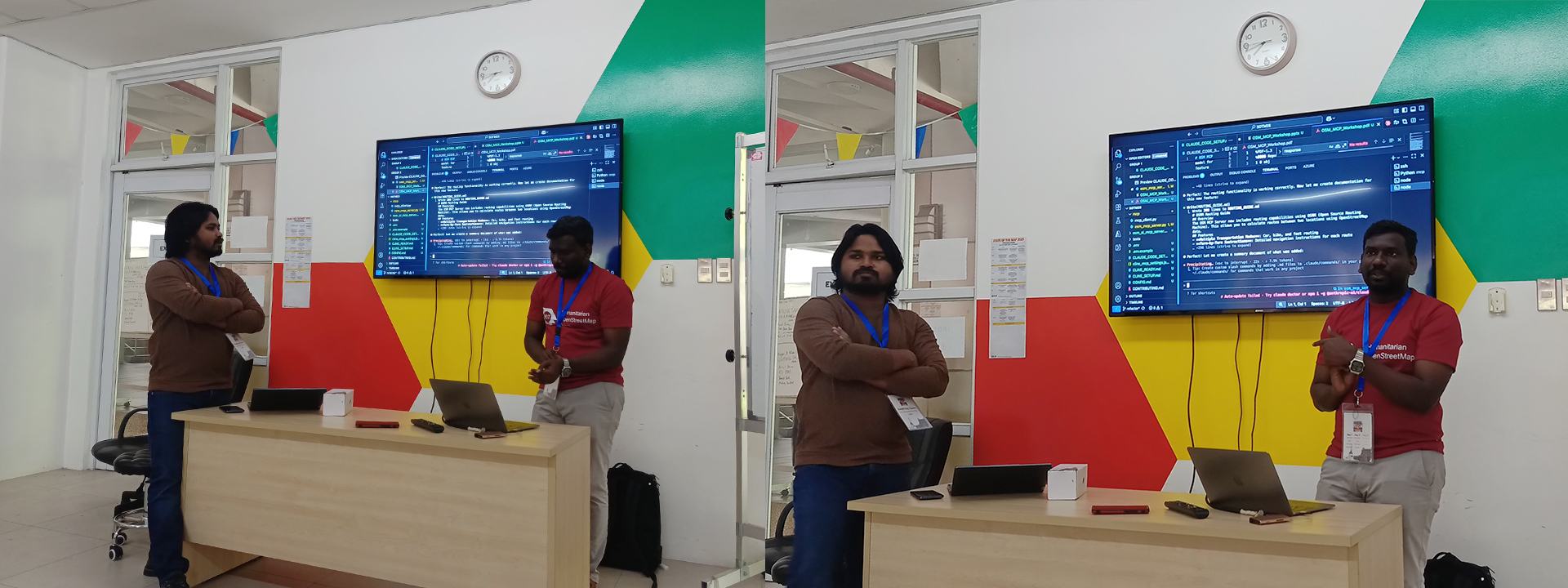 Subash Dulla and Ranjith Raj delivered a workshop on building AI context tools for OpenStreetMap (right) | Photo: Dinar Adiatma / Open Mapping Hub - Asia-Pacific
