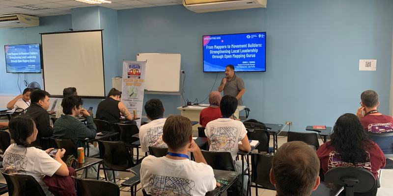 AP Hub Community Manager, Mikko Tamura, presented about the Open Mapping Guru program, the power of local leadership, and the shift from individual mapping contributors to collective changemakers. | Photo: Mark Joseph William Ducusin