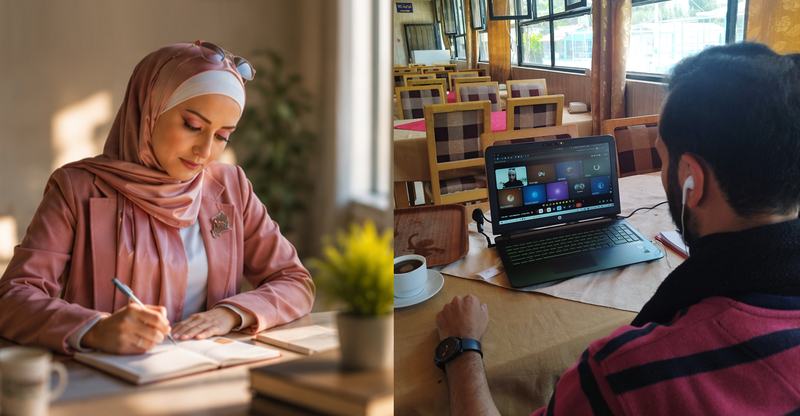 Through the ReMapping Syria Project, the OSM Syria community contributed to strengthening Syria’s open mapping ecosystem through collaborative mapping, learning, and community engagement. | Photo: Jalal Ziedan and Sana Alorfahle; photo on left is enhanced with AI prior to submission