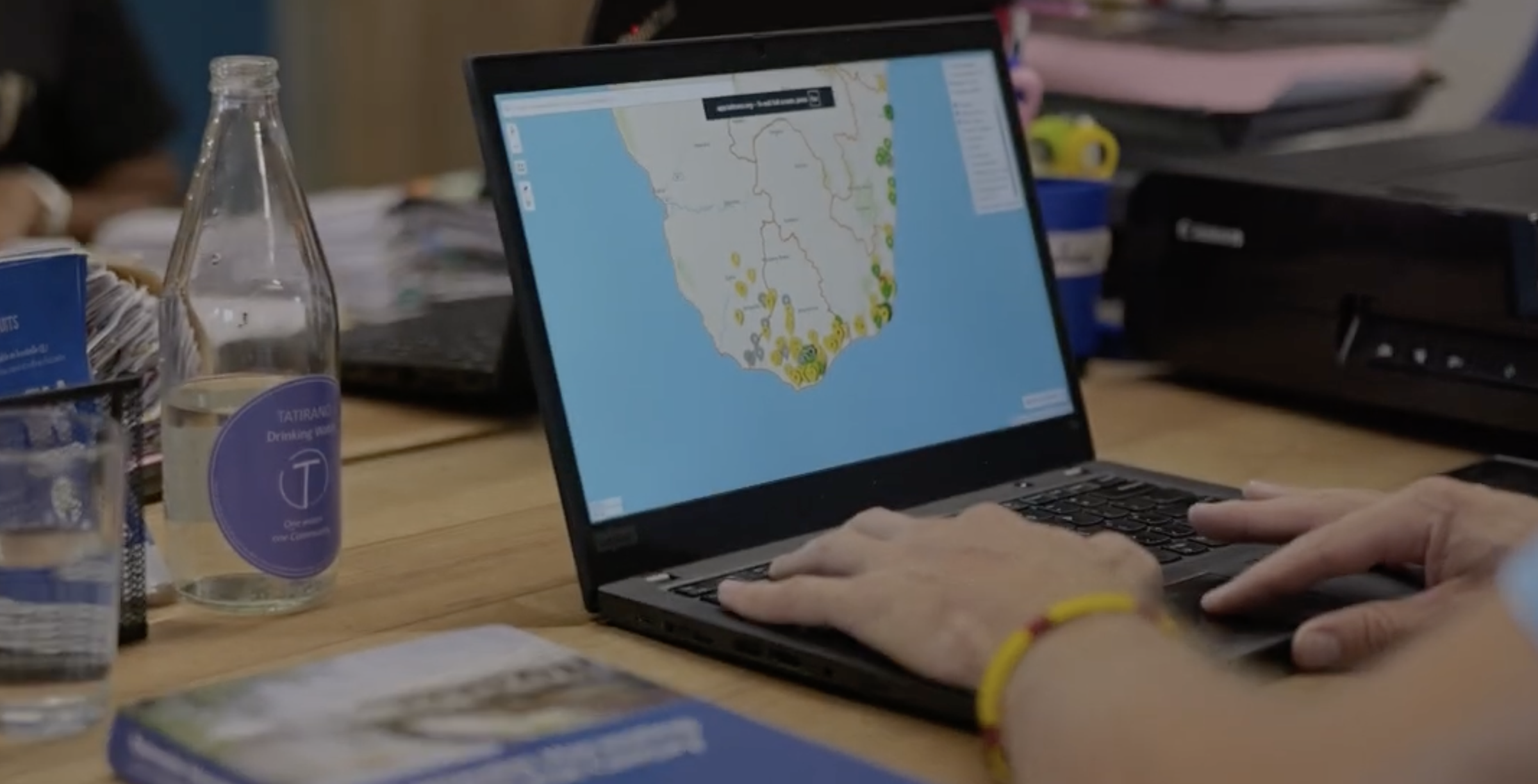 Map visualization of Garmin GPS water collection route data