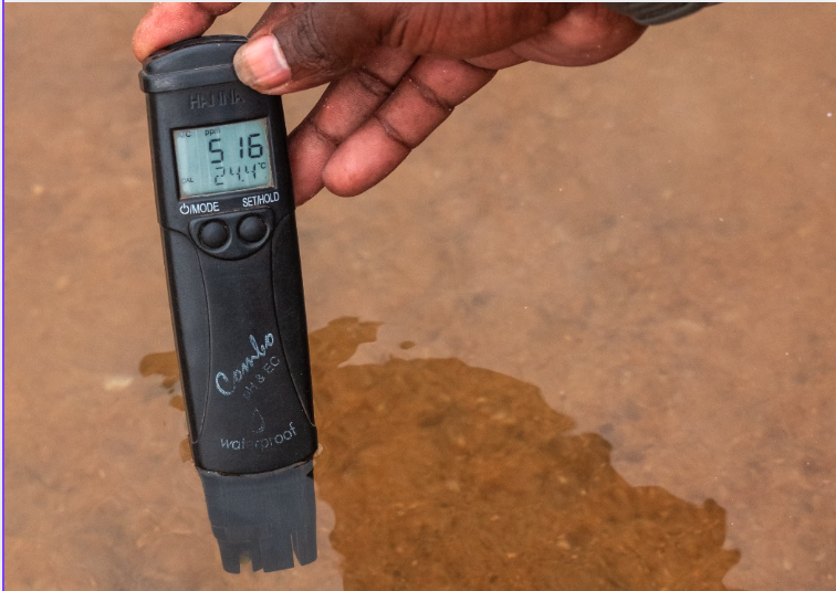 Water testing at the Manambovo River