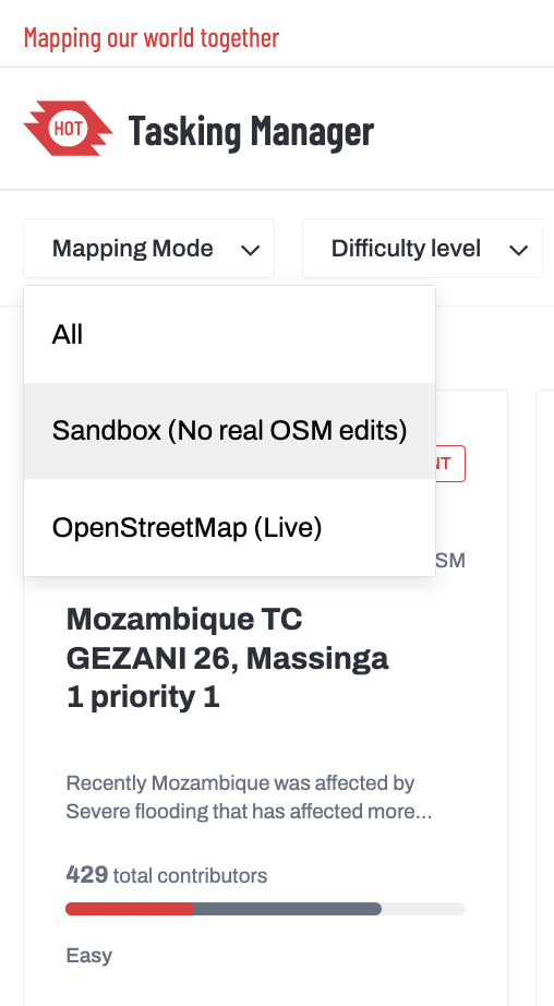 Tasking Manager screenshot