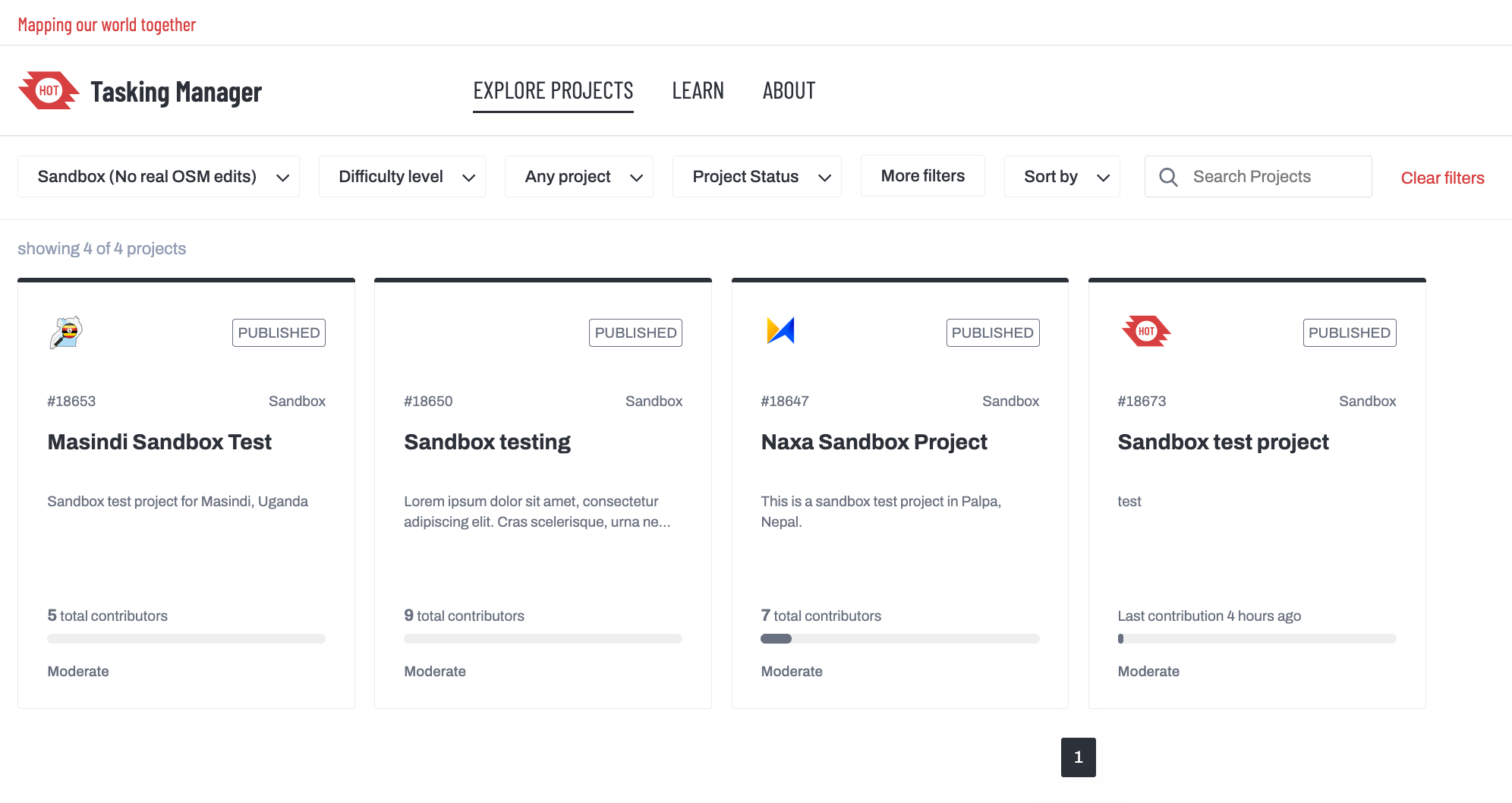 Tasking Manager screenshot